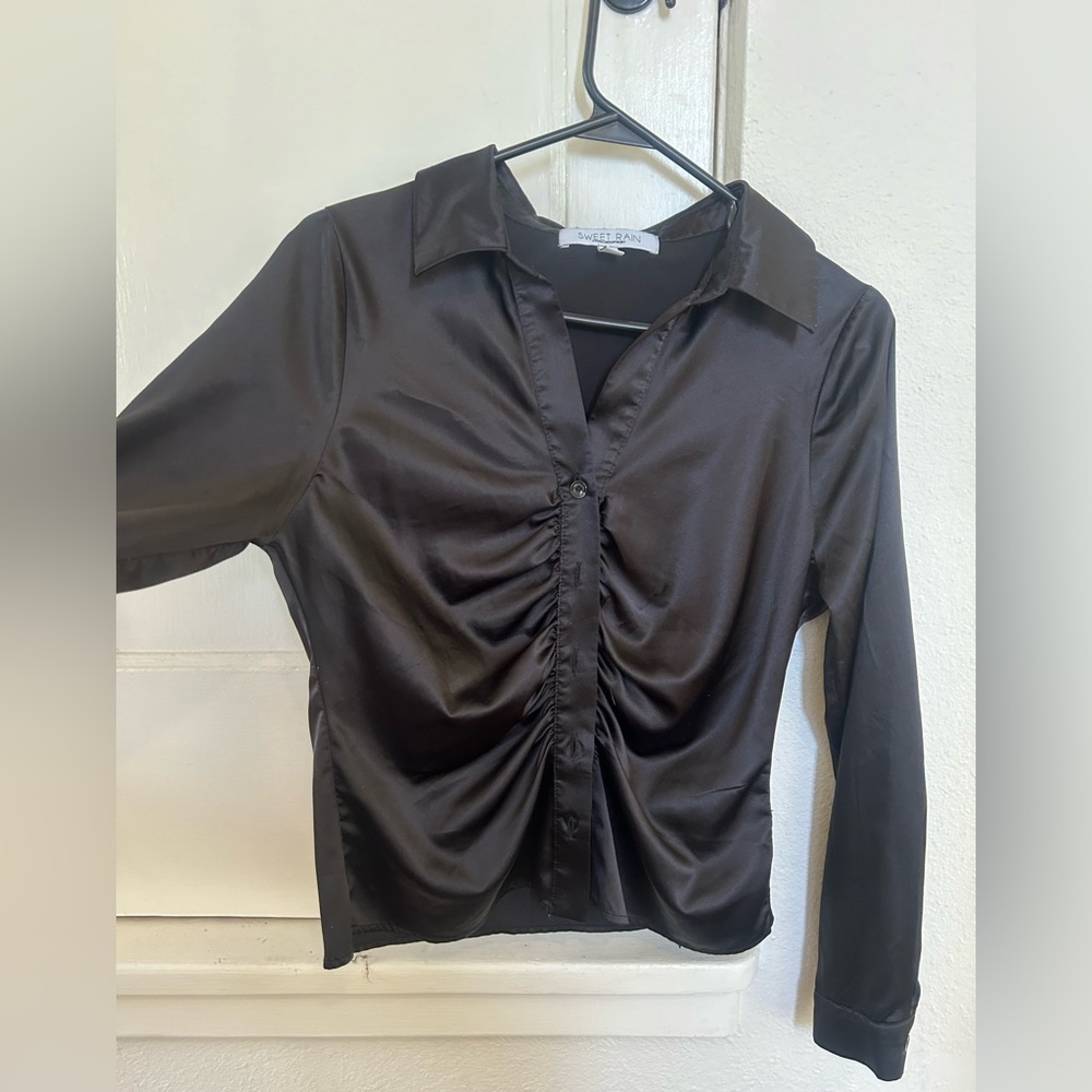 Classy Button Up Black Blouse